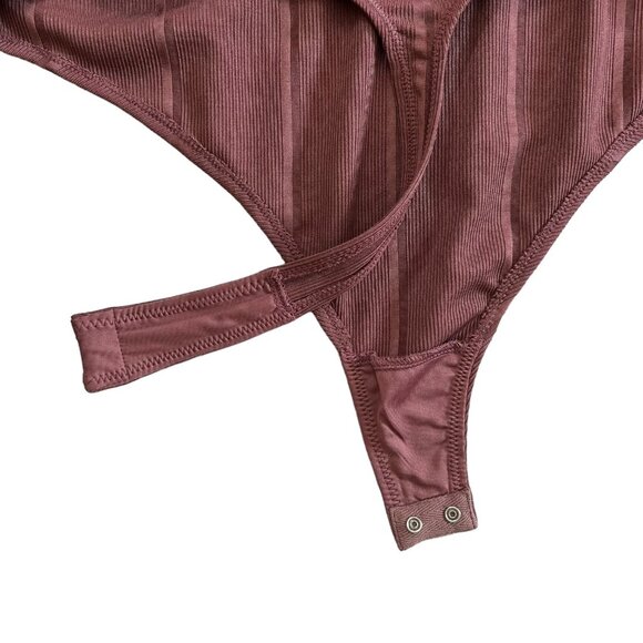 Michael Costello x Revolve Hattie Cold Shoulder Ribbed Bodysuit Mauve XL NWT - Picture 11 of 16